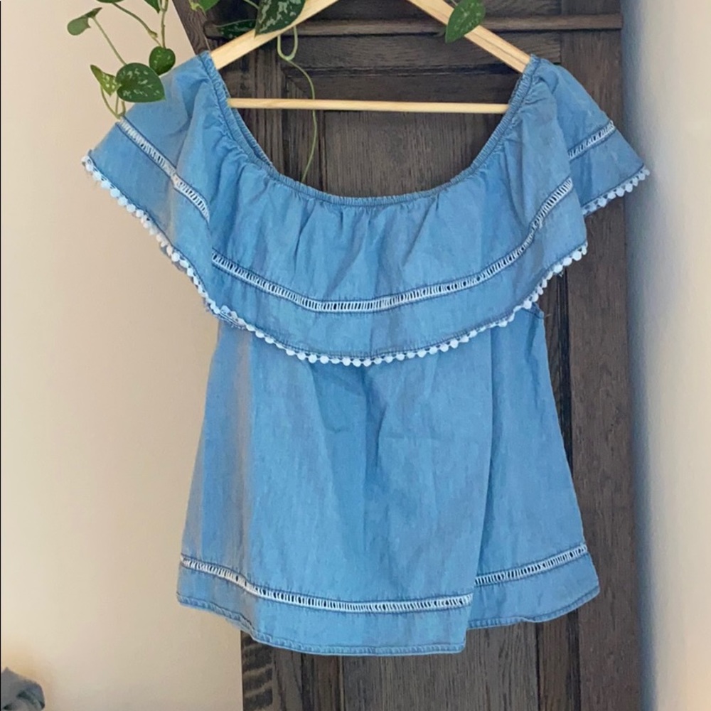 Chambray Off the Shoulder Top